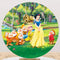 Snow White and Seven Dwarfs Round Backdrops Kids Party Circle Background Girls Birthday Covers