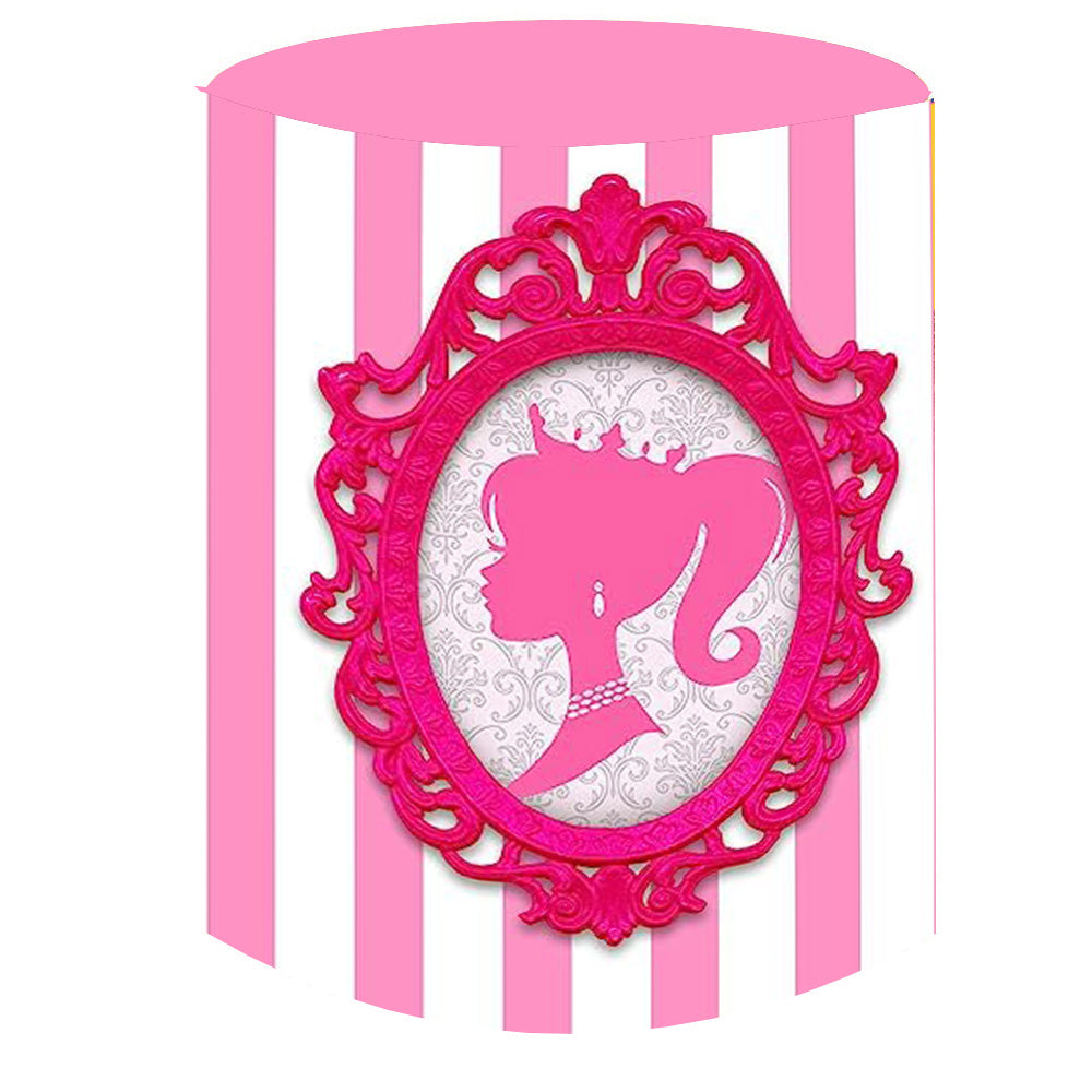Round Backdrops Pink Birthday Party Circle Background Birthday Covers Cylinder Plinth Covers