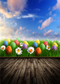 April spring sky backdrop Easter eggs photo background for photography wooden floor photo background vinyl