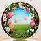 Easter Egg Round Backdrop Sunday Happy Easter Birthday Circle Background Table Banner Covers