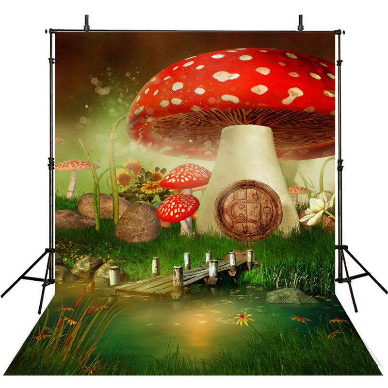 April spring mushroom backdrop Easter photo background for photography Alice in Wonderland photo background vinyl