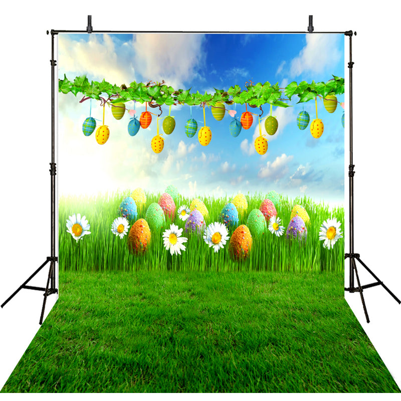 April backdrop Easter eggs photo background for photography spring green glass photo background vinyl