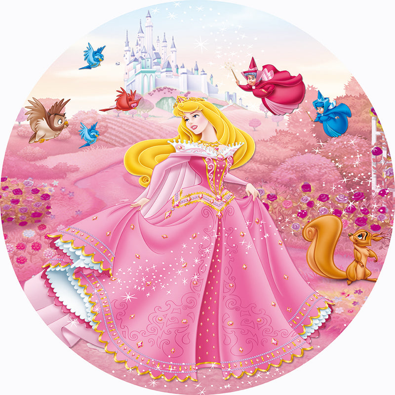 Disney Princess Party Background Decors Round Shape Girls Birthday Circle Photo Backdrop