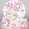 Marie Round Fabric Backdrop With Elastic Pink Marie Cat Girls Birthday Baby Shower Party Decorations Background