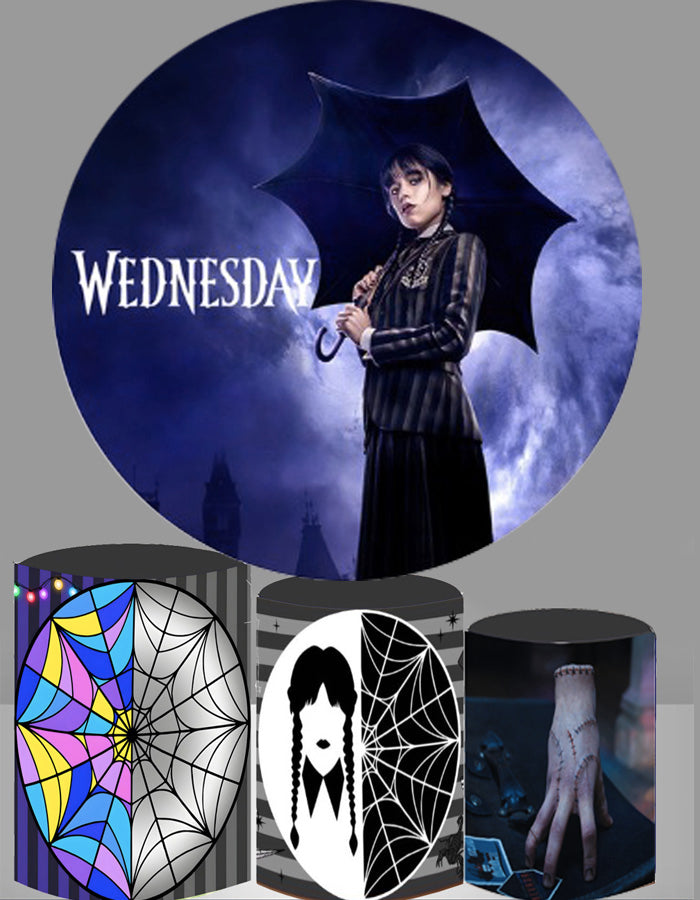 Wednesday Addams Round Backdrops Kids Birthday Party wednsday adamas redondo Circle Background Birthday Covers