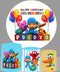 Personalize Round Pocoyo Birthday Party Cake Banner Characters Pocoyo Photo Backdrop Circle Baby Birthday Party Decorations