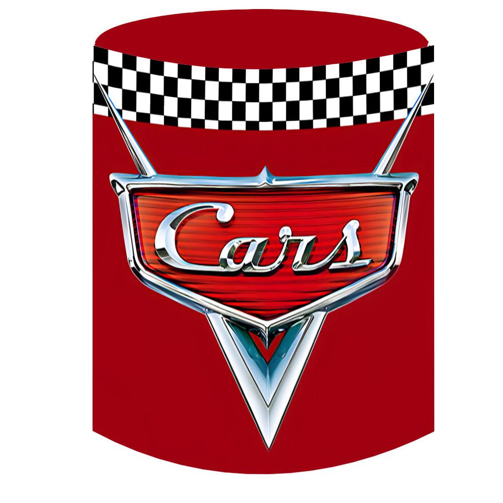 Racing Car Round Backdrop Cars Birthday Circle Background Cylinder Pli ...