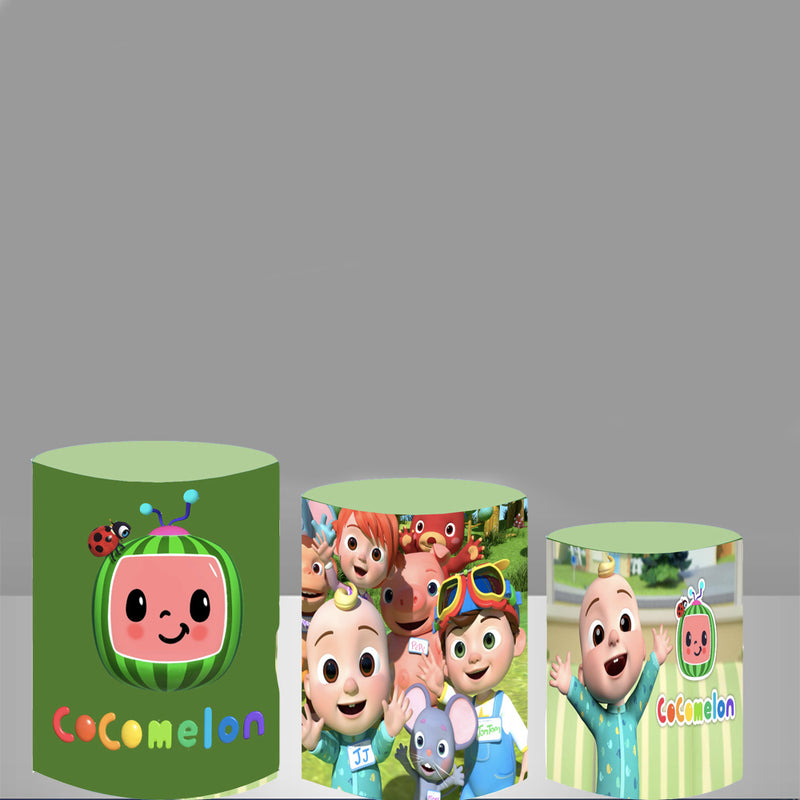 Custom Melon Party Round Backdrop Circle Background Boy 1st Birthday Photo Cylinder Plinth Covers