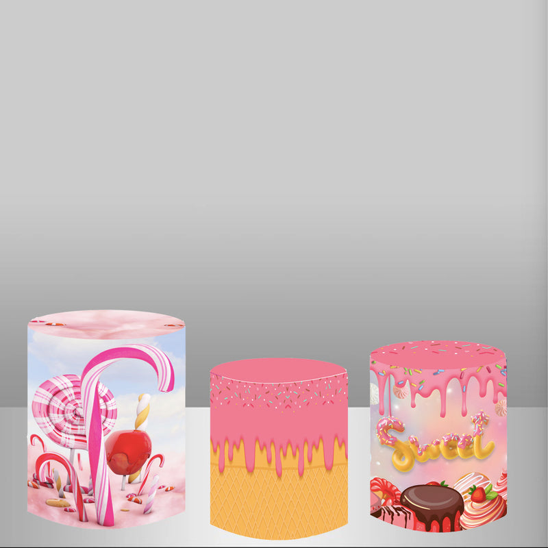 Donut Grow Up Round Backdrops Girls Birthday Party Circle Background Donut Cake Table Banner Covers