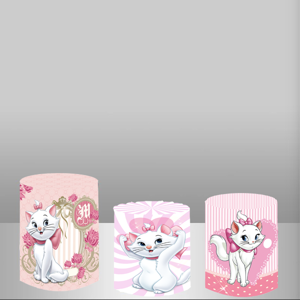 Girls Round Fabric Backdrop With Elastic Disney Pink Marie Cat Girls Birthday Baby Shower