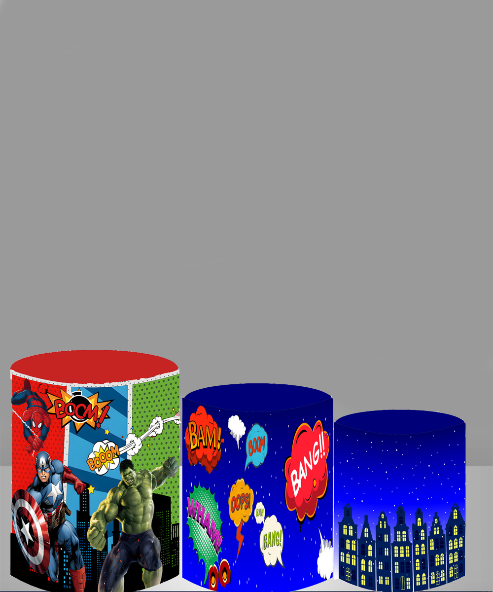 Marvel Avengers Round Backdrop Hulk Iron Man Kids Birthday Party Circle Background Table Banner Covers