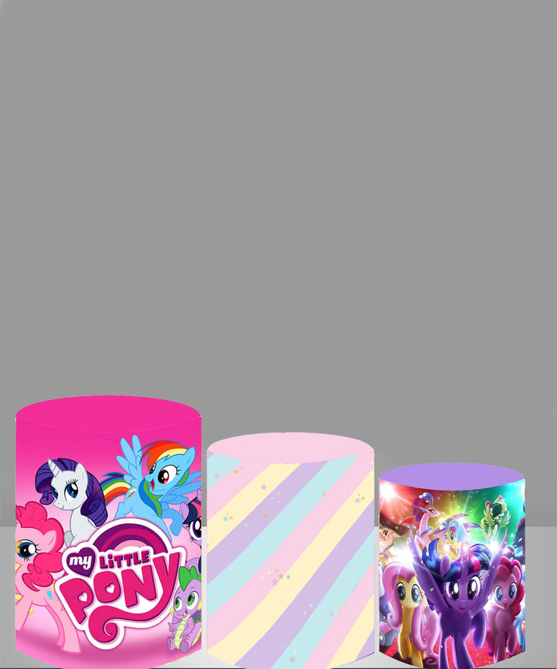 My Little Pony Round Backdrops Girls BirthdayParty Circle Background Kids 