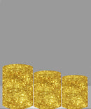 Personnalisez les décorations de couvertures de socle de cylindre d'or de taille 3pcs 