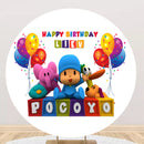 Personnalisez rond Pocoyo fête d'anniversaire gâteau bannière personnages Pocoyo Photo toile de fond cercle bébé fête d'anniversaire décorations 
