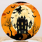 Halloween Round Backdrops Yellow Circle Background Moon Bat Party Photo Booth Props Covers