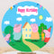 Custom Pig Round Photo Backdrop Baby Birthday Circle Background Cylinder Plinth Covers