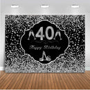 40th Silver glitter backdrop for party decoration Happy birthday theme party background for photo studio High heels Champagne