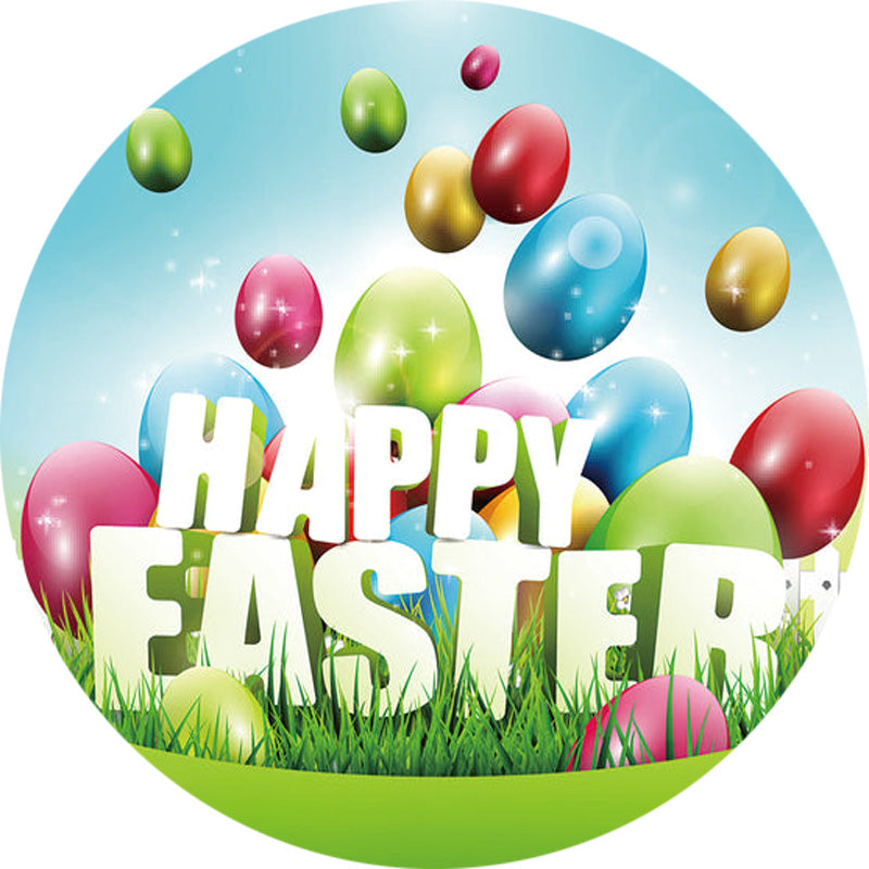 Easter Egg Round Backdrops Kids Sunday Happy Easter Birthday Circle Background Table Banner Covers