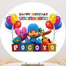 Personnalisez rond Pocoyo fête d'anniversaire gâteau bannière personnages Pocoyo Photo toile de fond cercle bébé fête d'anniversaire décorations 