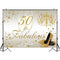 Fondo con foto para cumpleaños 50, fondo de tacones altos con brillo de champán dorado para foto, telón de fondo elegante para 50 cumpleaños de mujer 