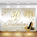 50th Birthday Photo Background Golden champagne glitter high heels Background for Photo Elegant lady's 50th birthday Backdrop