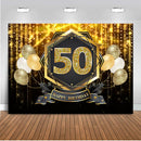 50th happy birthday party background for photo booth studio gold glitter backdrop for photography studio balloons party decor