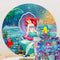 Customize Round Backdrops Cover Fish Under the Ocean Circle Background Girls Birthday 3pcs Cylinder Plinth Covers Decorations