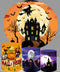 Halloween Round Backdrops Yellow Circle Background Moon Bat Party Photo Booth Props Covers