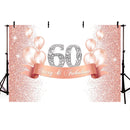 Customized Birthday 60th happy birthday party backdrop for photography pink gold gliiter background for photo booth studio air balloon back drop