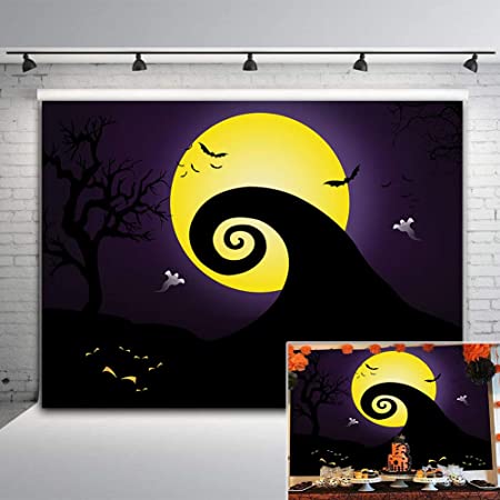 Nightmare Before Christmas Themed Backdrop for Halloween Pumpkin Jack Theme Birthday Baby Shower Photo Studio Photography Pictures Background Party Home Decor Decoration