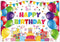 Colorful Happy Birthday Backdrops Decorations Banner for Children Newborn Baby Shower Balloons Candy Bar Gifts Table Background Kids Celebration Backdrops