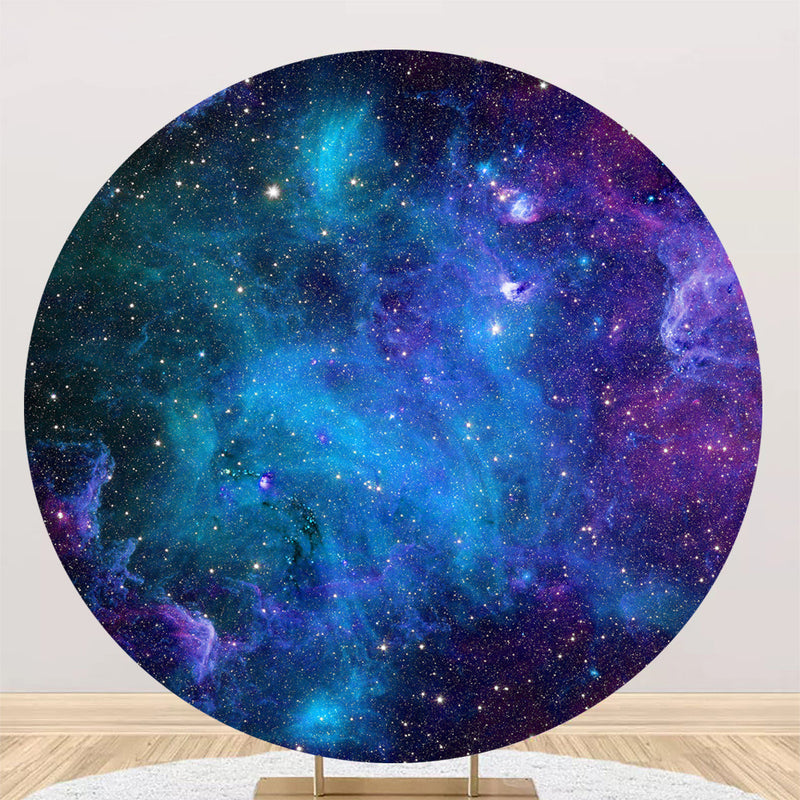 Outer Space Round Backdrops Galaxy Starry Sky Girls Birthday Circle Background Twinkle Twinkle Little Star Cake Party Table Banner Covers