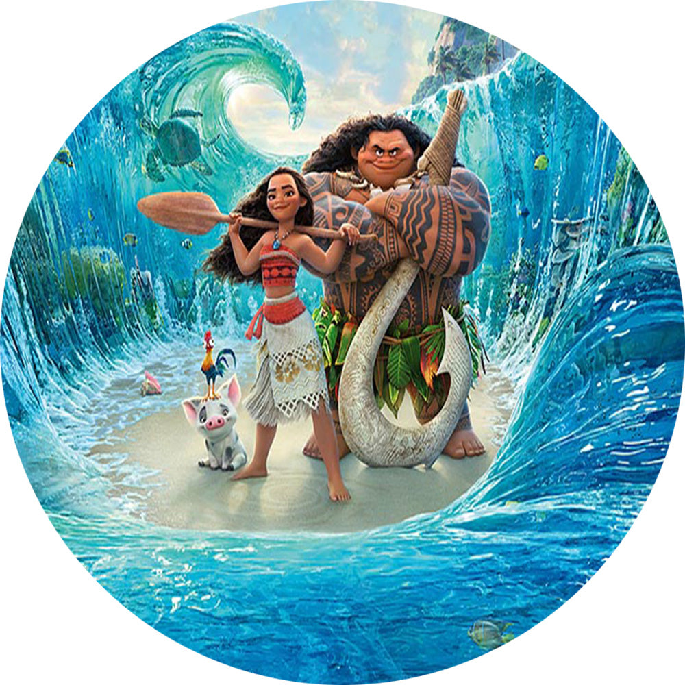 Moana Maui Round Backdrops Ocean Tropical Girls Birthday Circle Background Waialiki Maui Cake Party Table Banner Covers