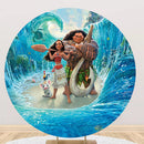 Moana Maui Round Backdrops Ocean Tropical Girls Birthday Circle Background Waialiki Maui Cake Party Table Banner Covers