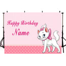 Custom Name Pink Marie Cat Girls Birthday Photo Backdrop Decor Photo Studio Kids Photography Background