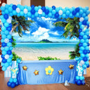 Summer Tropical Beach Backdrop Hawaii Ocean Trees Photography Background for Picture Blue Sea Sky Sunshine Luau Themed Party Decorations Photo Booth Studio Props