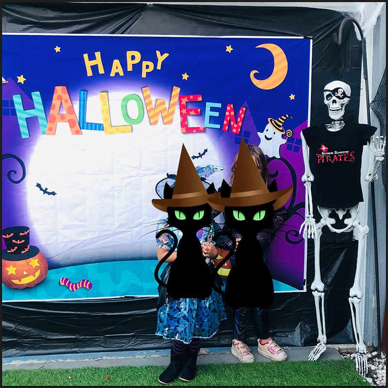 Cartoon Halloween Photo Backdrop Pumpkin Moon Photography Backdrops Halloween Party Banner Trick or Treat Backdrop Halloween Decoration Kids Halloween Party Photography Backdrop