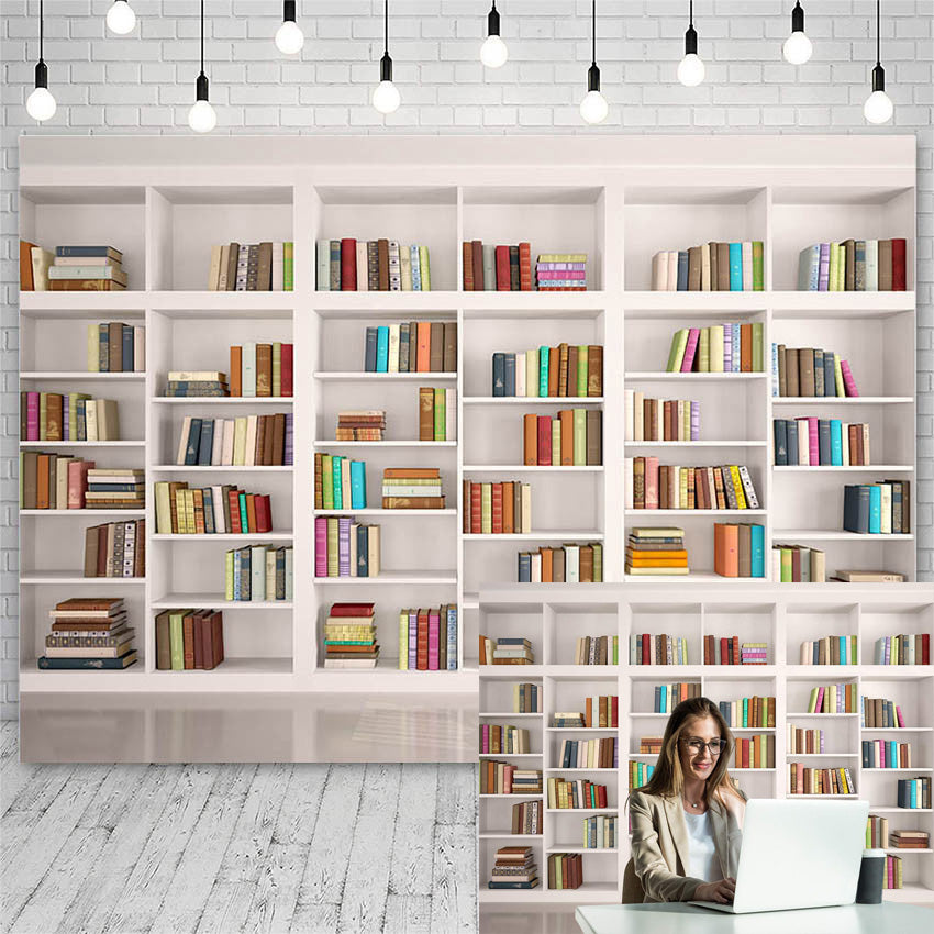 Livestreaming Photography Background Bookshelf Banner Decor Library Online Teaching Backdrop Photo Studio Banner