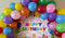 Colorful Happy Birthday Backdrops Decorations Banner for Children Newborn Baby Shower Balloons Candy Bar Gifts Table Background Kids Celebration Backdrops