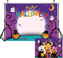 Cartoon Halloween Photo Backdrop Pumpkin Moon Photography Backdrops Halloween Party Banner Trick or Treat Backdrop Halloween Decoration Kids Halloween Party Photography Backdrop