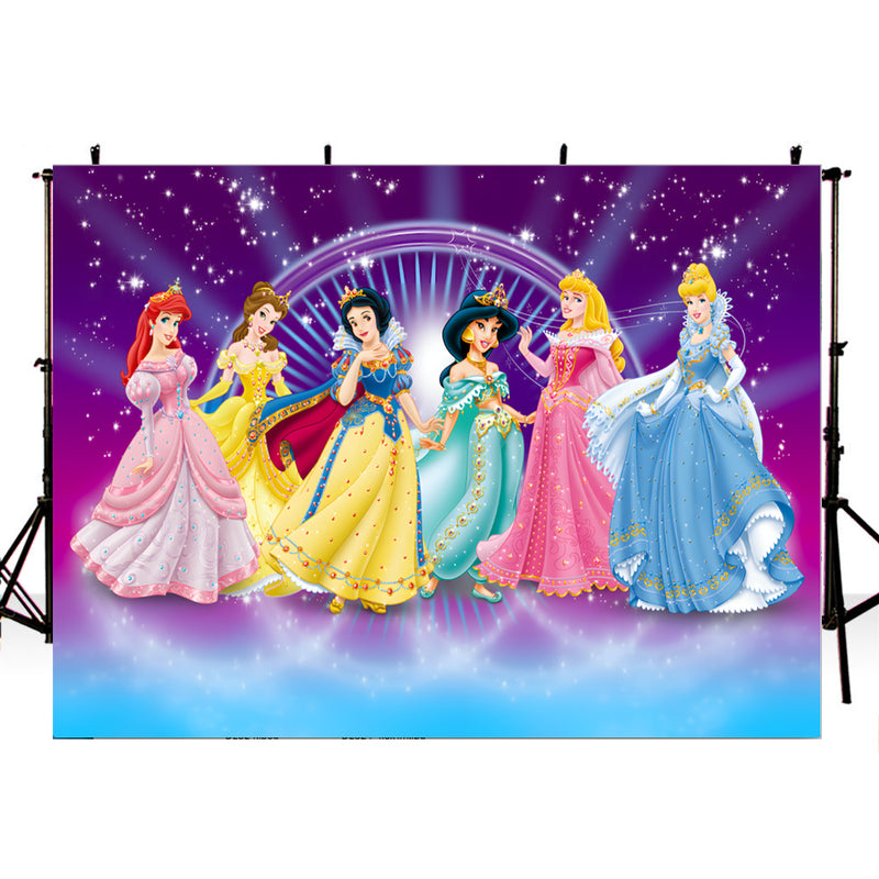 Disney Princess Photo Backdrop Girls Birthday Party Decor Princess Photo Studio Kids Photography Background