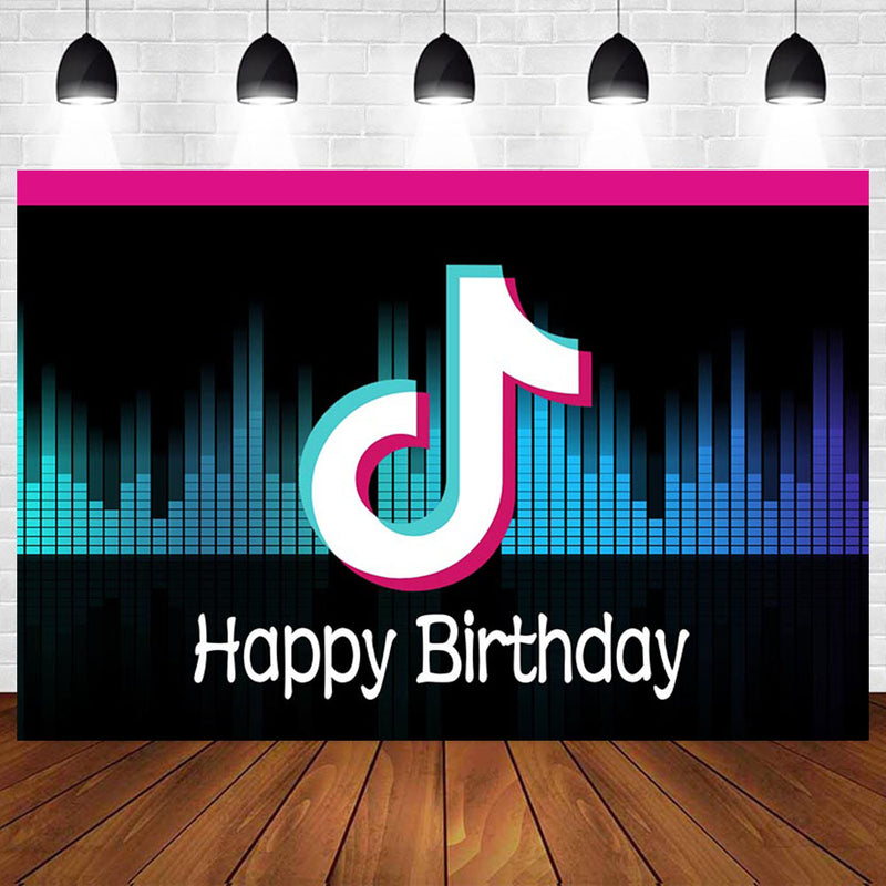 Custom Name Musical SymbolBackground For Photo Studio Beating Audio Frequency Birthday Party Photography Backdrop Photo Booth