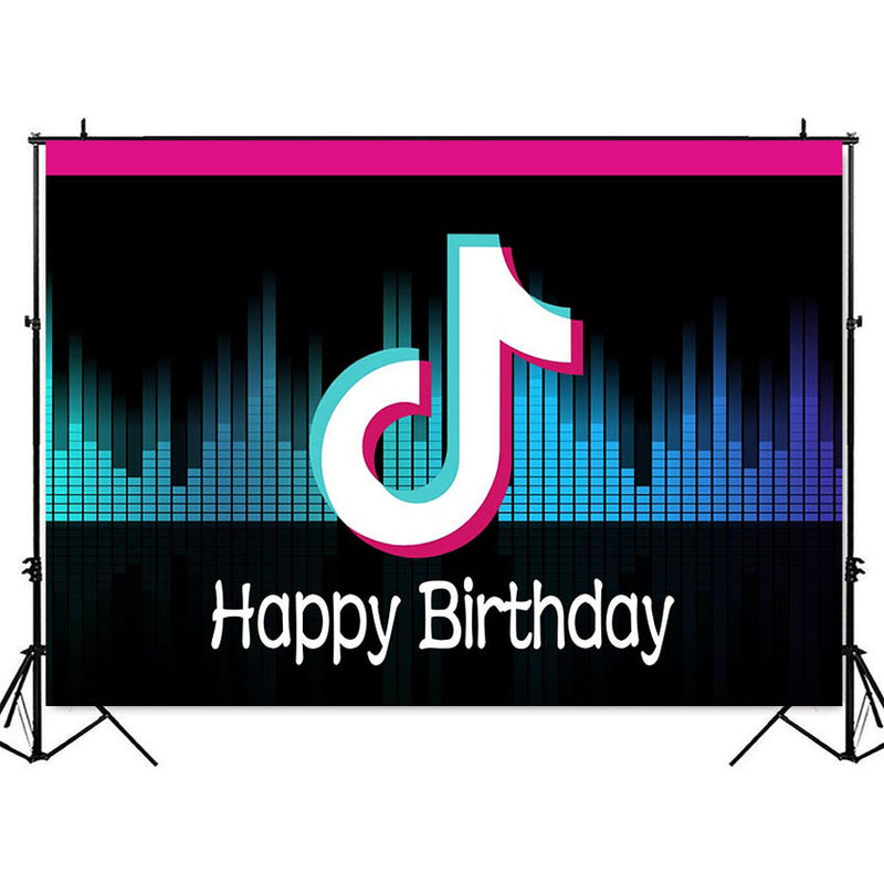 Custom Name Musical SymbolBackground For Photo Studio Beating Audio Frequency Birthday Party Photography Backdrop Photo Booth