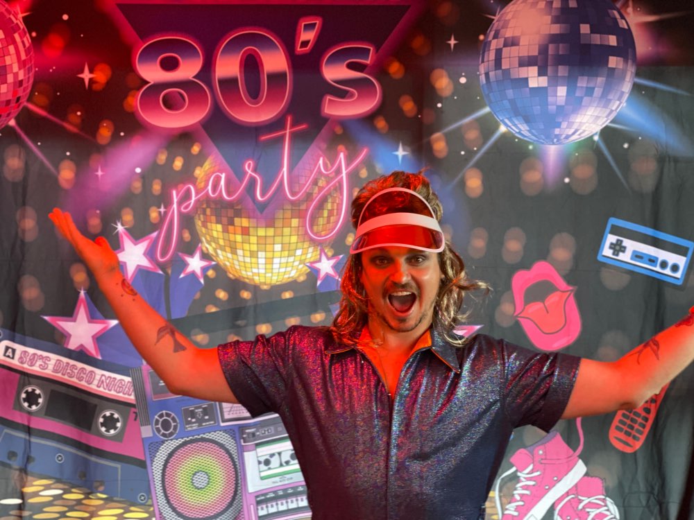 80s Party Backdrop Disco Theme Retro Style Photo Backdrop 80's Birthday Background Sign 1980's Neon Eighties Photobooth Props