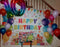 Coloridos fondos de feliz cumpleaños, decoraciones, pancarta para niños, recién nacidos, globos de baby shower, barra de dulces, regalos, fondo de mesa, fondos de celebración para niños 