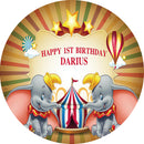 Personalize Baby Shower Photo Round Backdrops Elephant Boys Party Birthday Circle Background Cake Party Table Banner Covers