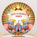 Personalize Baby Shower Photo Round Backdrops Elephant Boys Party Birthday Circle Background Cake Party Table Banner Covers