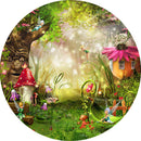 Customize Wonderland Photo Round Backdrops Mushroom Circle Background Jungle Safari Girls Cake Party Table Banner Covers