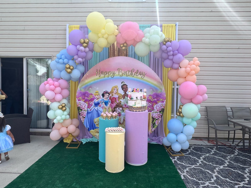 Disney Princess Party Background Decors Round Girls Birthday Circle Photo Backdrop