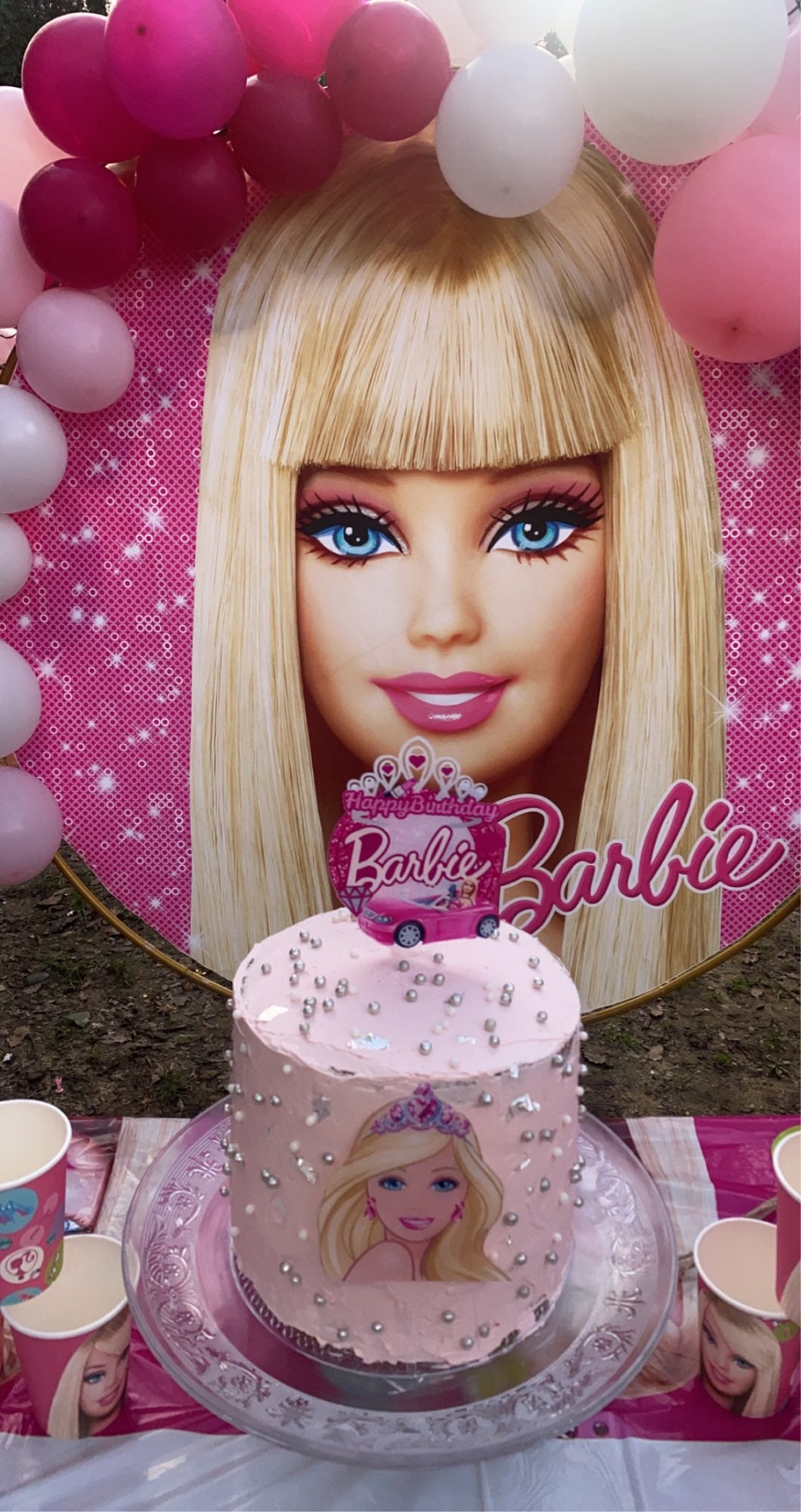 Round Backdrops Pink Birthday Party Circle Background Birthday Covers Cylinder Plinth Covers